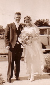 The happy couple on their wedding day, 1932.